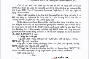 [HỌC SINH NGUYỄN KHOA TRUNG- LỚP 12A3 ĐẠT HUY CHƯƠNG VÀNG CUỘC THI SÁNG CHẾ QUỐC TẾ VÀ ĐỔI MỚI SÁNG TẠO LẦN THỨ 8 NĂM 2021]