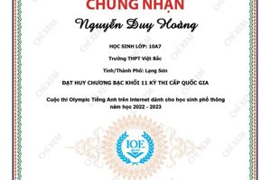 KẾT QUẢ KỲ THI OLYMPIC TIẾNG ANH  TRÊN INTERNET (IOE) CẤP QUỐC GIA  NĂM HỌC 2022-2023 Trường THPT Việt Bắc